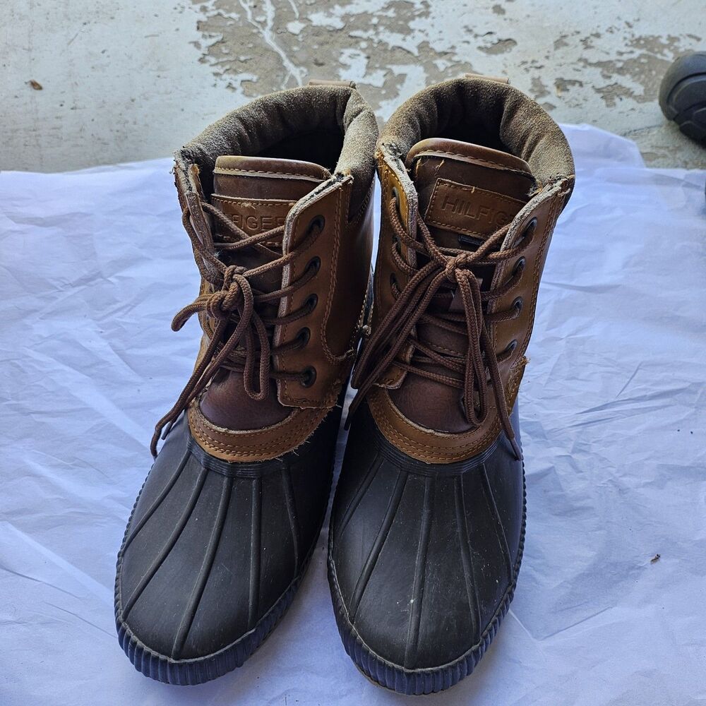 Tommy Hilfiger Leather Duck Boots Brown Tan Gorpcore Mens 8 / EUR 41